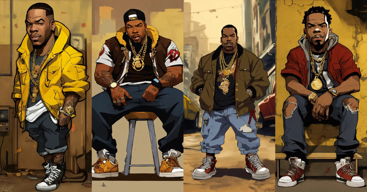 Lexica Hip hop art style busta rhymes boondocks full body