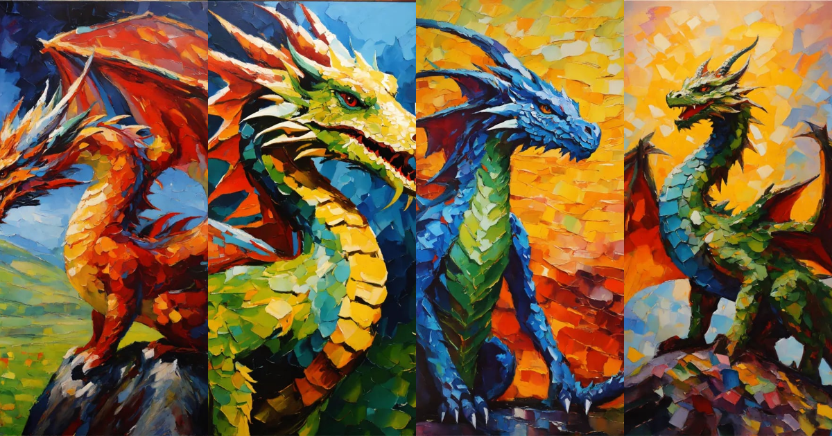 Lexica - Kind dragon oil painting pallet knife