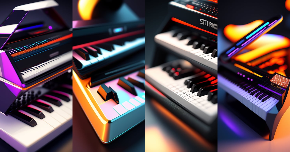 Lexica - Poly music piano keyboard, 3d isometric rendering