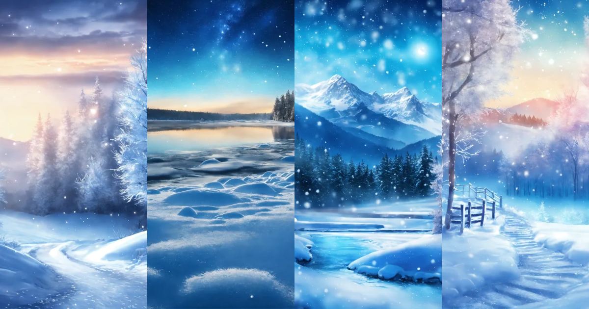 Lexica - Create a shining blue winter background in an icy wonderland.