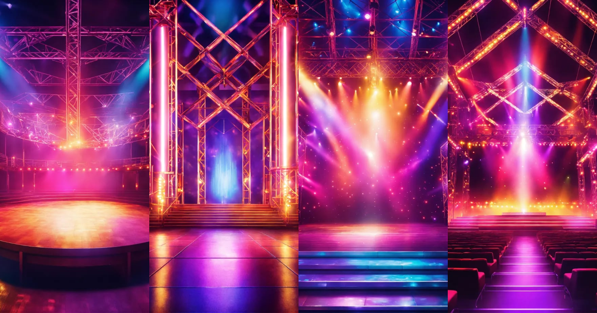 Lexica - Background for event flyer, stock image, illuminated stage ...