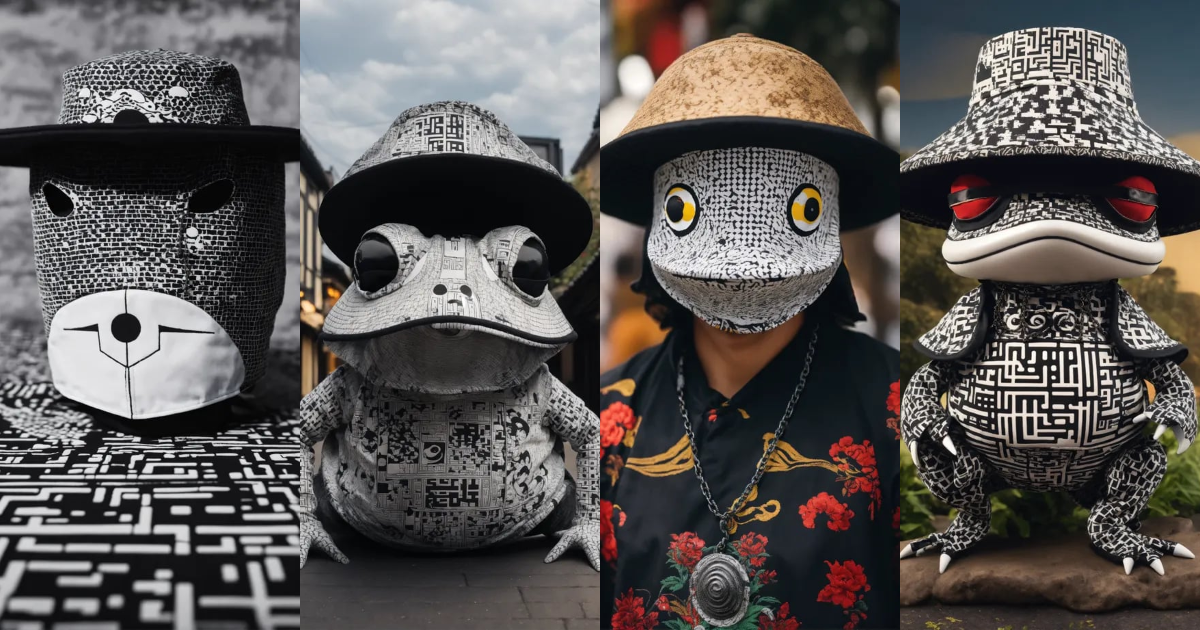 Lexica - A toad made out of a 3d black and white optical illusion, ying ...
