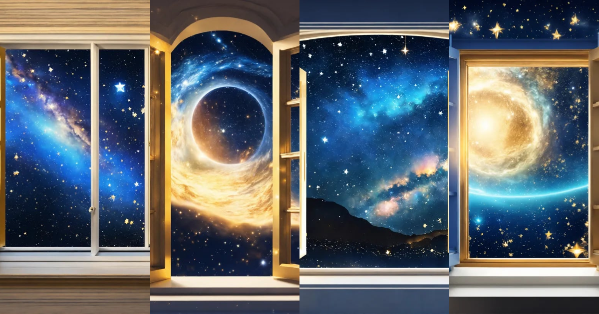 Lexica - Abstract open window universe stars magic blue white gold color