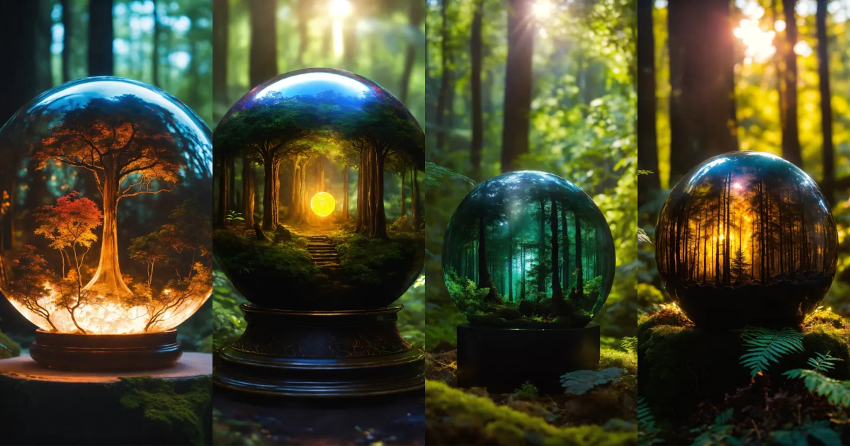 Lexica - Glowing Obsidian cuneiform in an ethereal glass orb in a ...