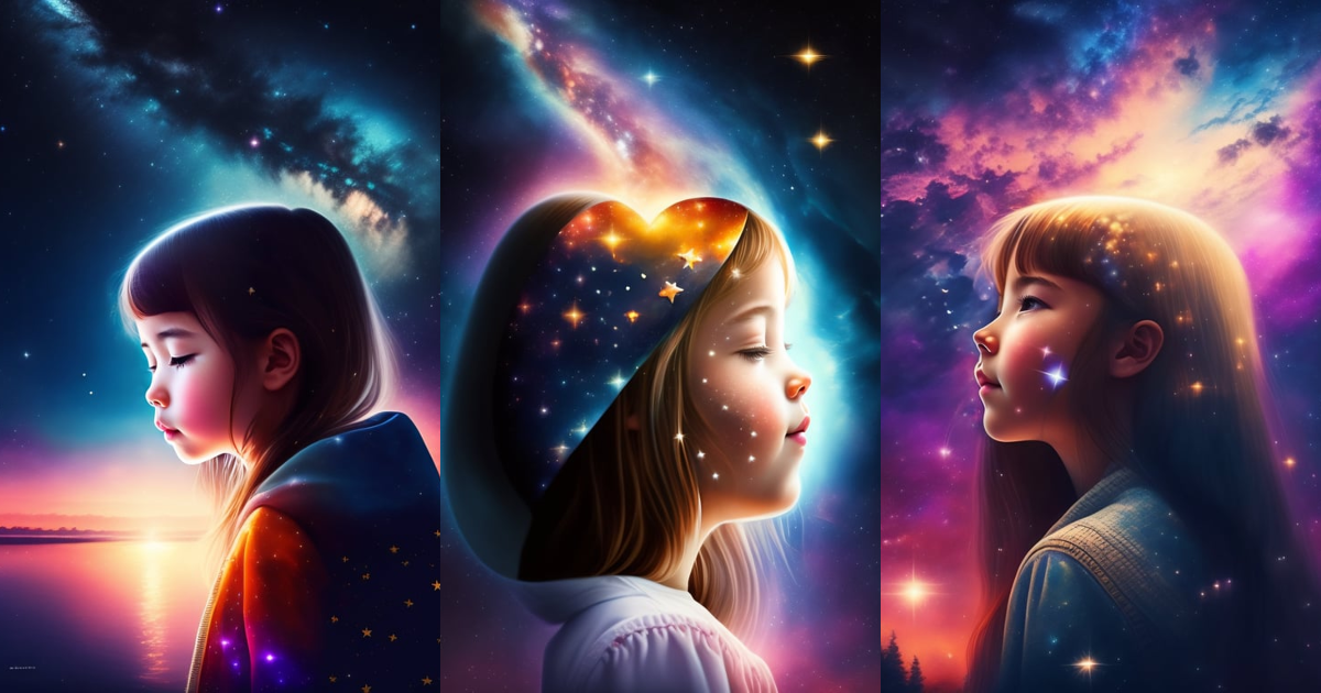 Lexica - A girl chooses looking at the starry sky between her heart and ...