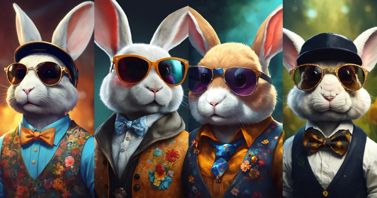 Lexica - Full-bodied portrait, cute and adorable cartoon rabbit wearing ...