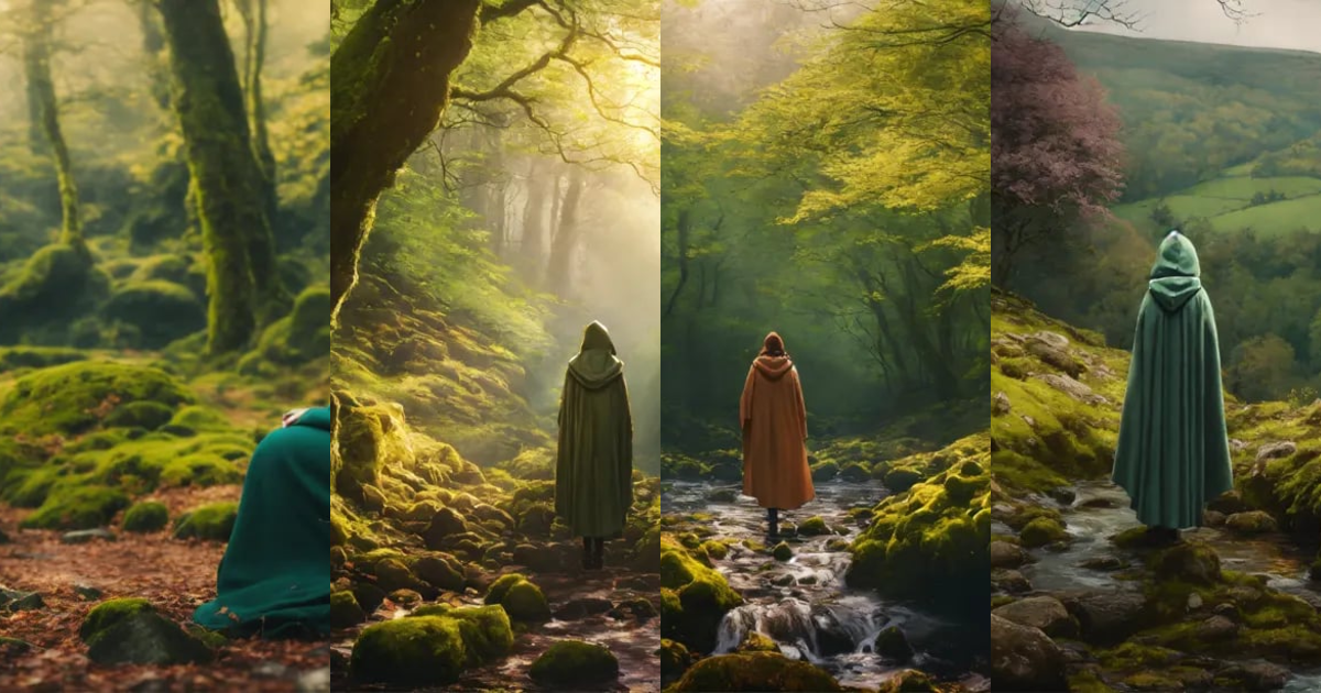 Lexica - Epic shot of a forest in Ireland with a ultra detailed woman ...