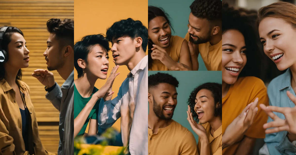 Lexica - Two people using hand gestures and facial expressions to ...