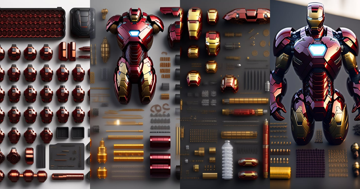 Lexica - Iron Man suit, Costumes and mechanical parts, Knolling ...