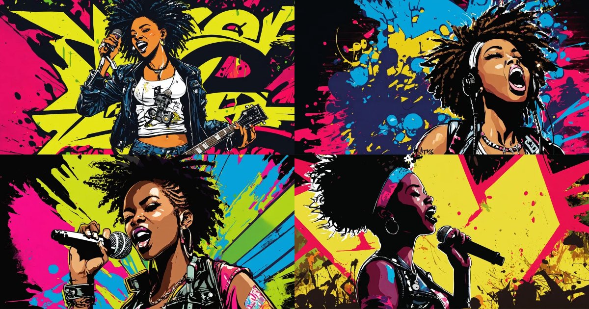 Lexica - Graffiti Punk Rocker Black Woman in punk rock graffiti attire ...