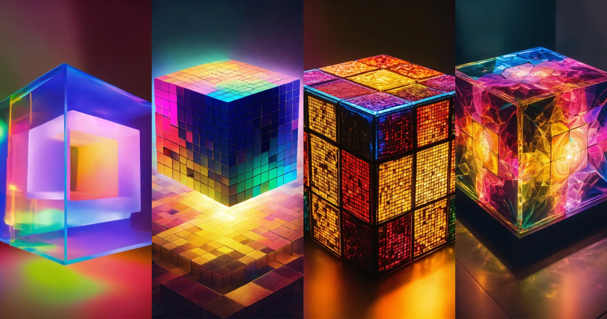 Lexica - An image of a mystical cube giving off light of various colors