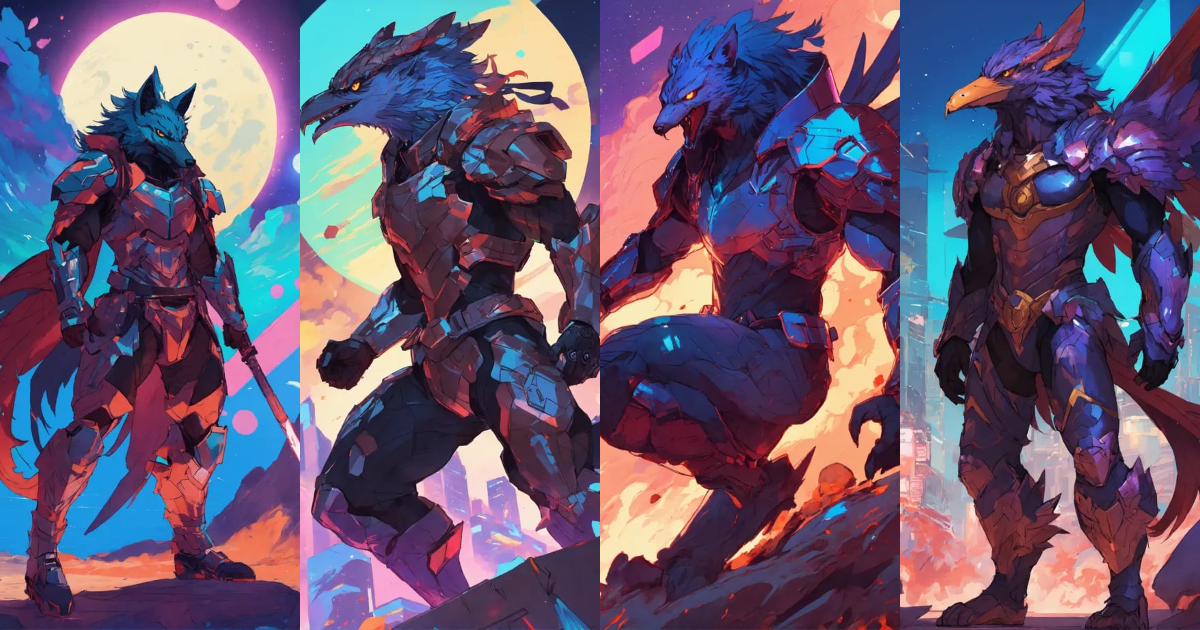 Lexica - Male werewolf raven dragon humanoid in full body photo of a ...
