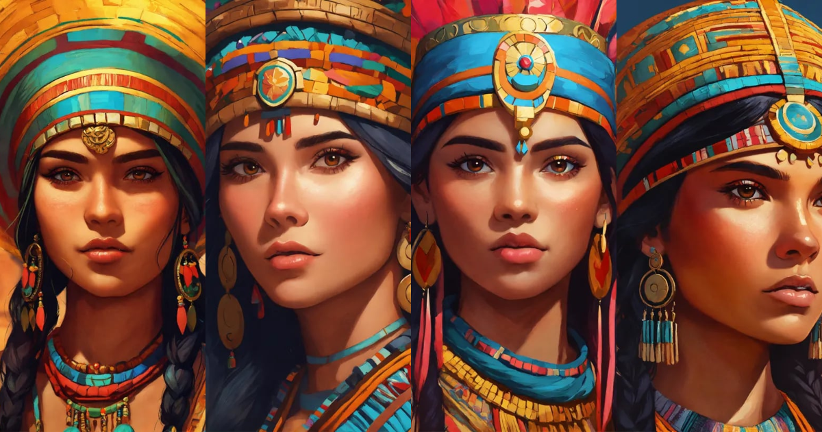 Lexica - Inca young woman, cartoon oil paint, 2D illustration style ...