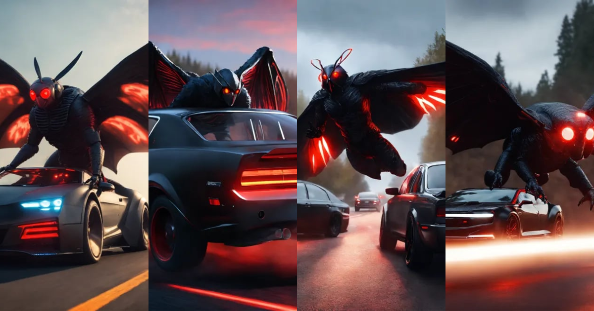 Lexica - Photorealistic humanoid mothman with black body and red ...