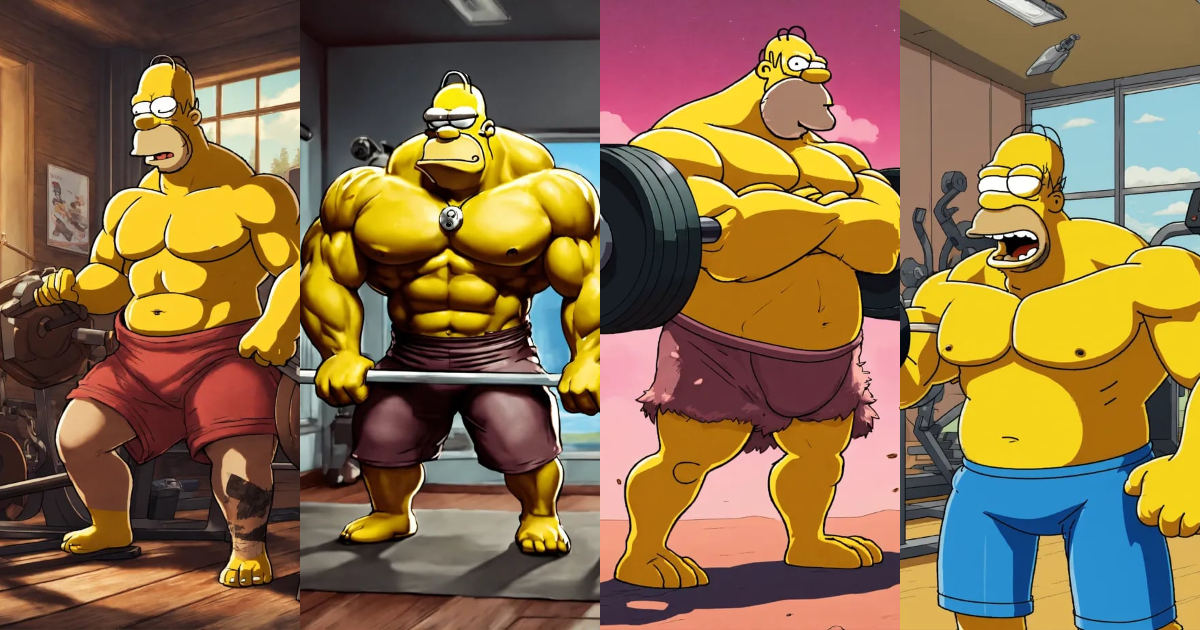 Lexica - Humoristic Homer Simpson mixed wild boar doing bodybuilding ...