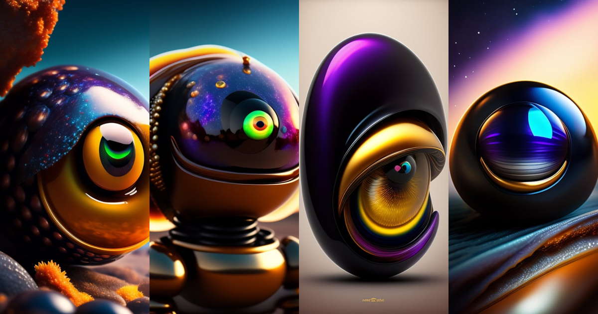 Lexica - Black clam mussel with goggly eyes, buff robot, galaxy, movie ...