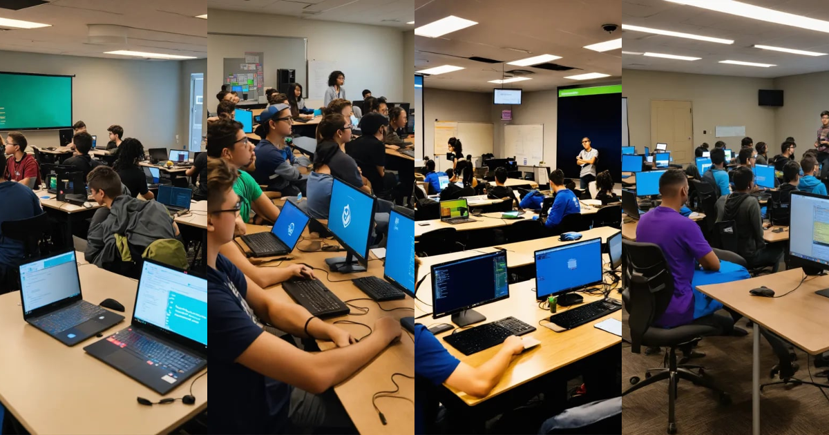 Lexica - A photo of a group of people attending a coding bootcamp. The ...