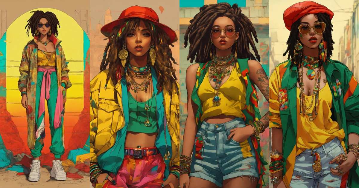 Lexica - Full body street art rasta girl in stylish haute couture ...