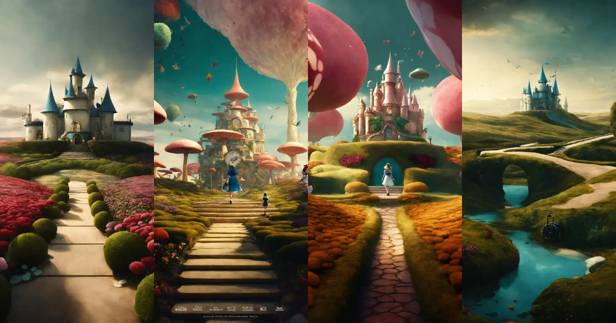 Lexica - Alice in wonderland landscape meets Netflix sandman desire ...