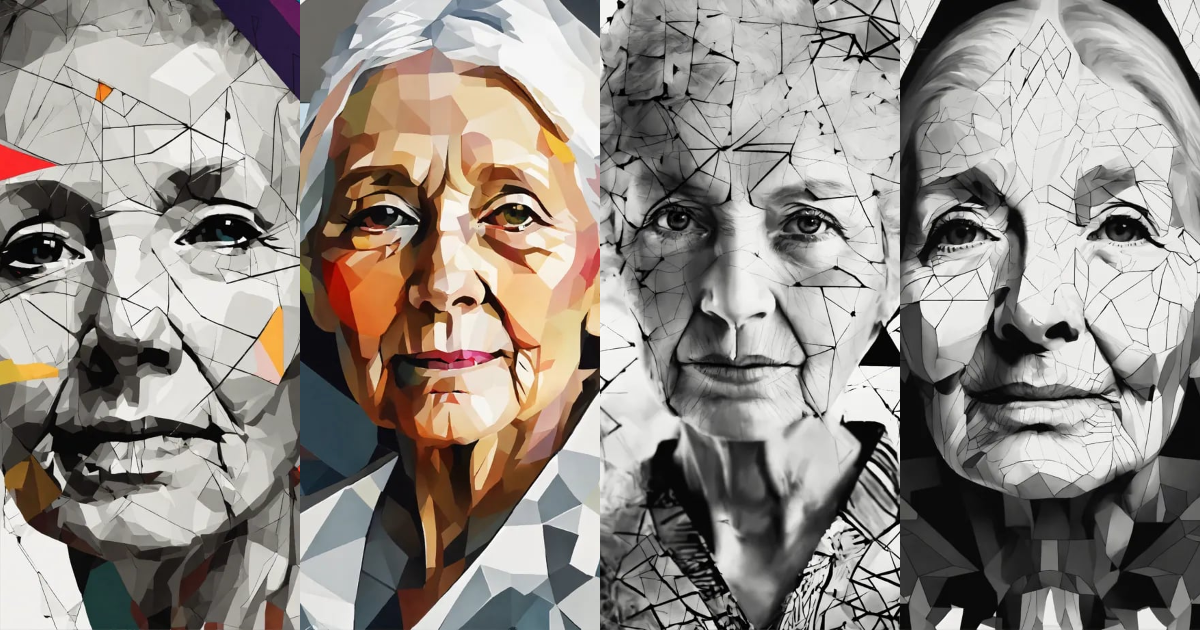 Lexica - Face of a calm elderly woman, abstraction from geometric ...