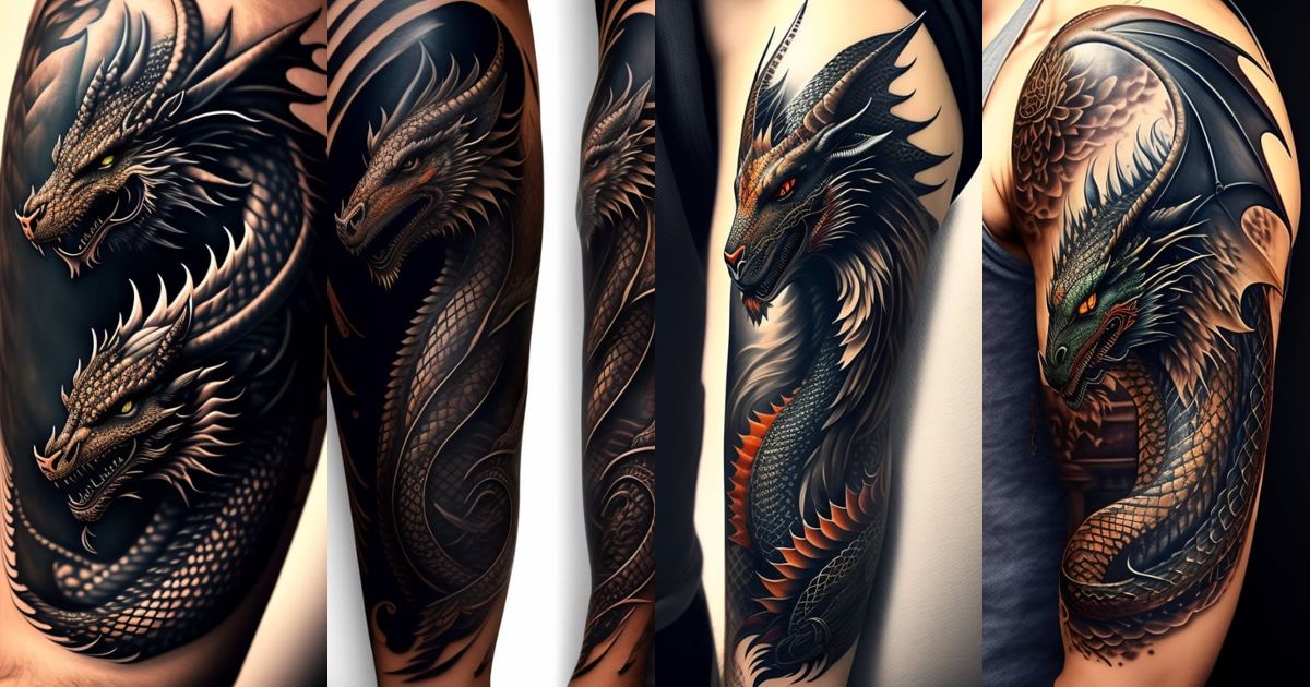 Lexica - Dragon tattoo around arm