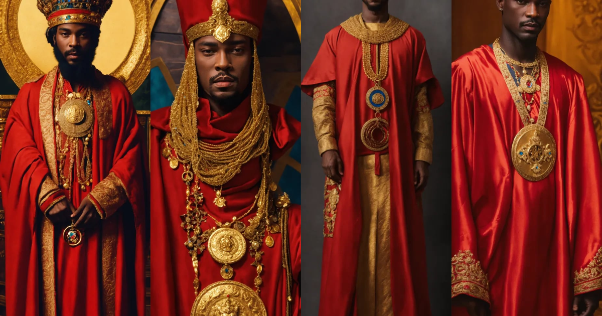Lexica - Prince BORNOGO appeared in a red Robe, with a Gold Cercle on ...