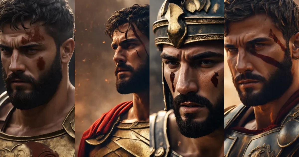 Lexica - Roman gladiator, head and shoulders, ripped muscles, stoic ...