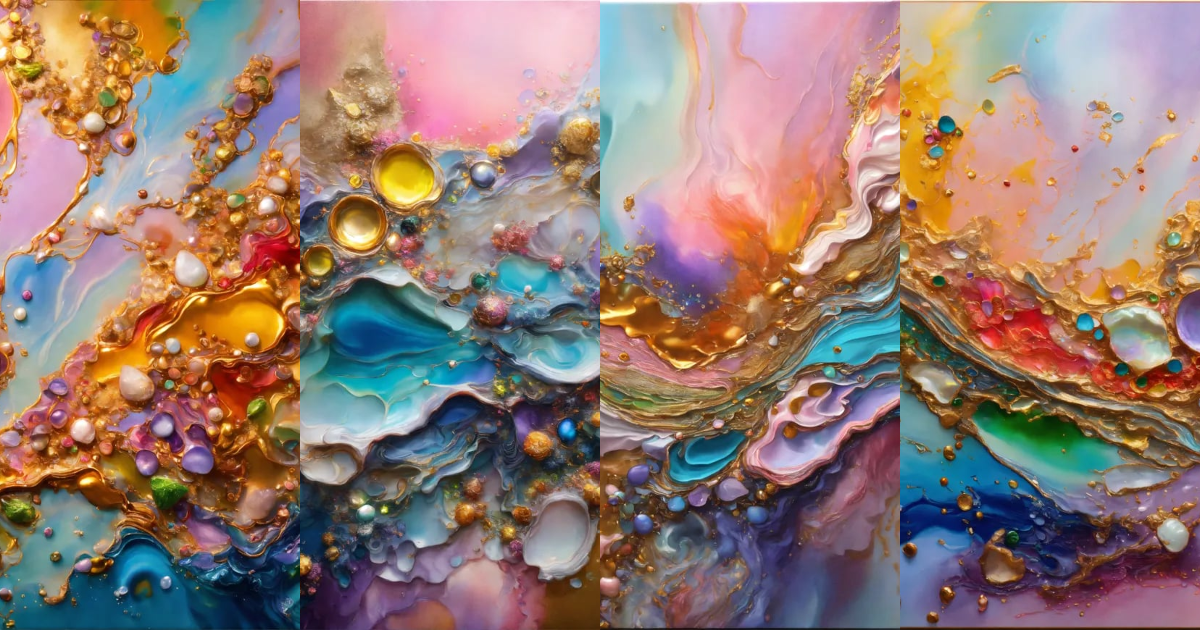 Lexica - Colorful abstract painting oil and water complex complicated ...
