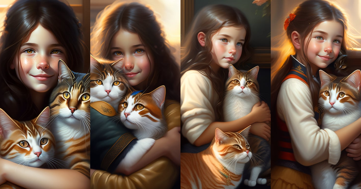 Lexica - A detailed portrait of a cute calm brunette girl hugging a ...