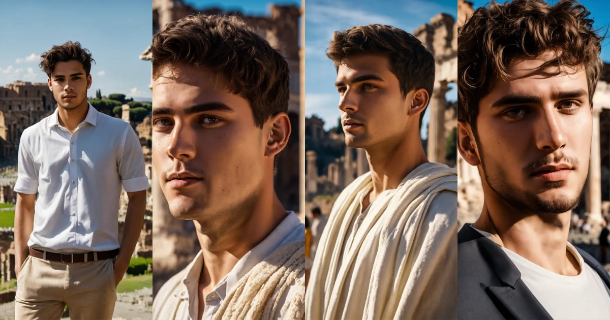 Lexica - Photo of one young man in whiteclothes looking to the camera ...