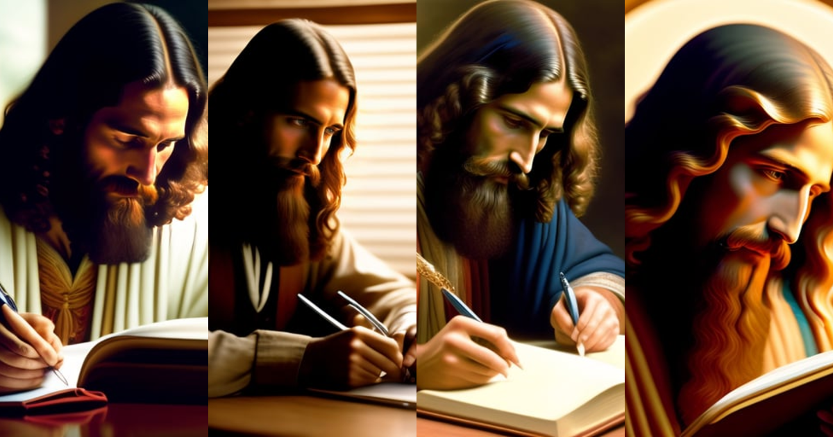 Lexica - Old color photo, year 1, jesus christ is writing in his notebook