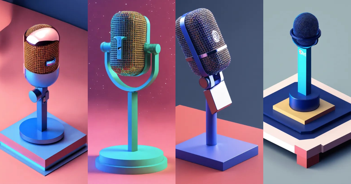 Lexica - 3D mic award, minimalist, cartoonish, isometric