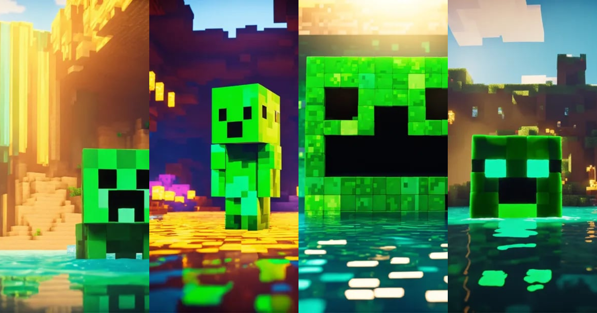 Lexica - Minecraft creeper, scary, surrounded by minecraft water. a ...