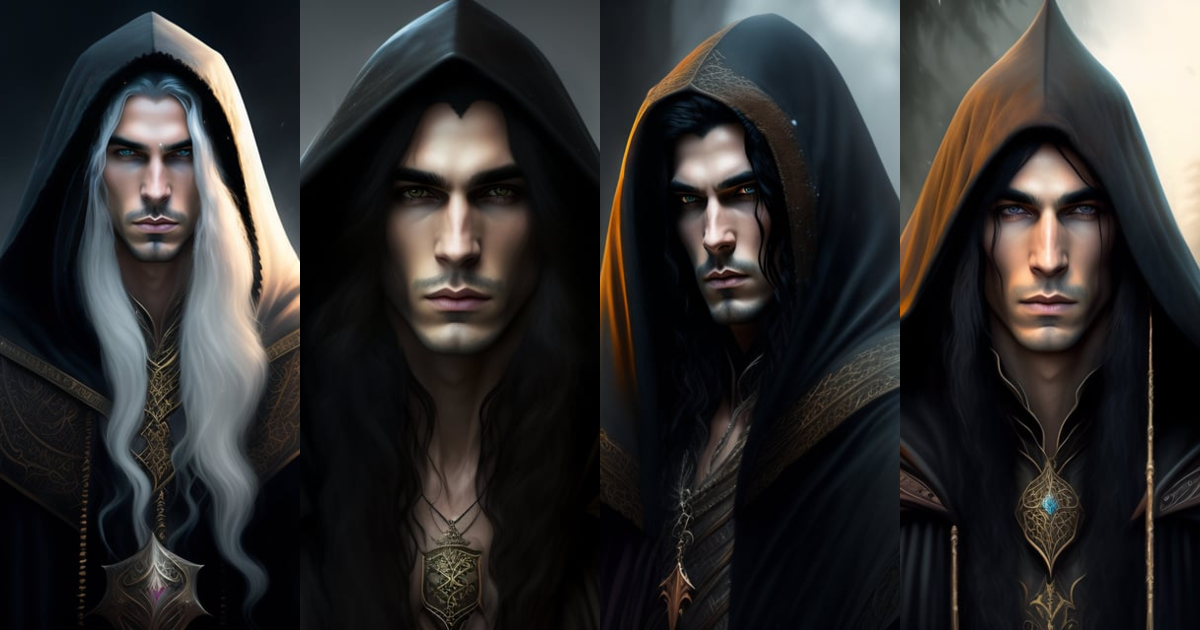 Lexica - A shaved pale elven necromancer wizard with long black hair in ...