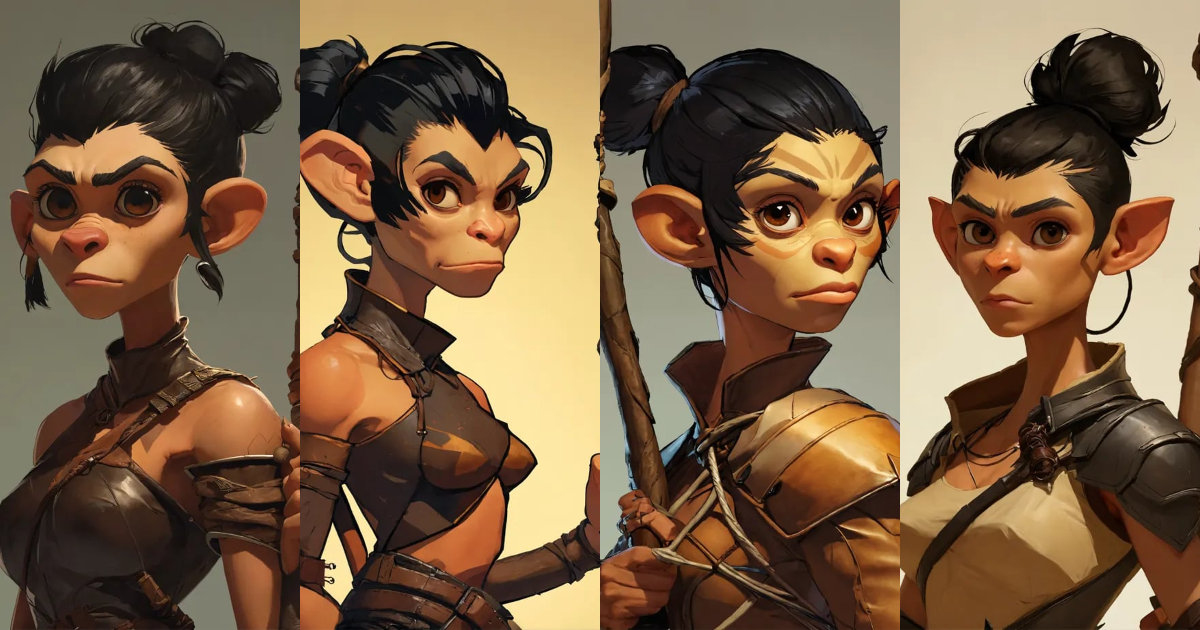 Lexica - Animated 2D character portrait of a tanned, tall, angular ...