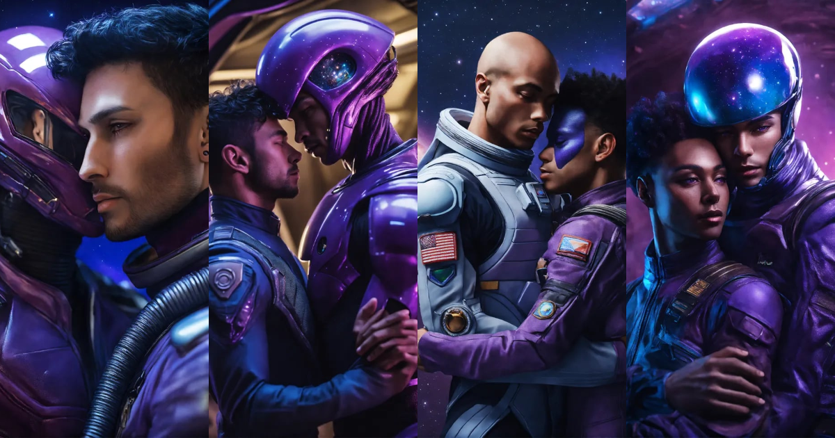 Lexica - Alien male masculine with purple skin and a masculine human ...