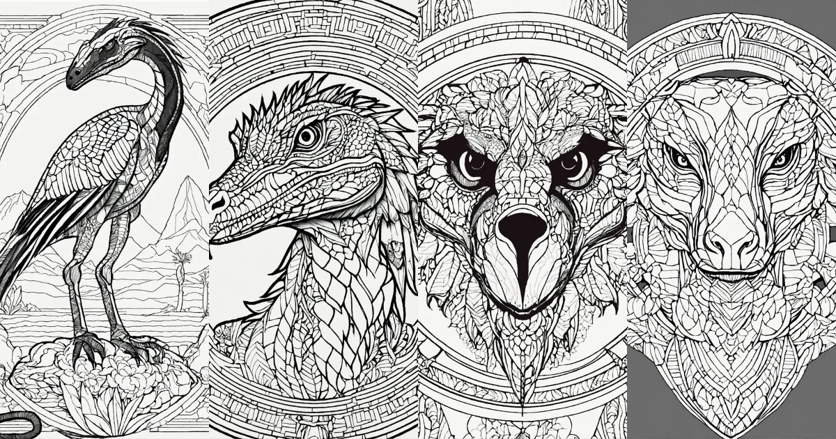 Lexica - Coloring page for adults, bold lines, dark lines, mandala body ...
