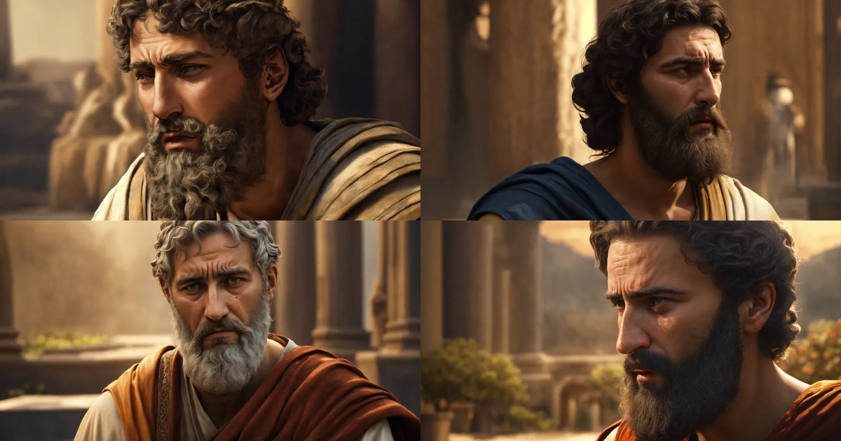 Lexica - Poor stoic man, bearded, with problems, cryinghand on forhead ...