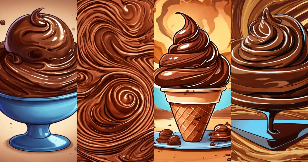 Lexica - Cartoon chocolate ice cream swirl