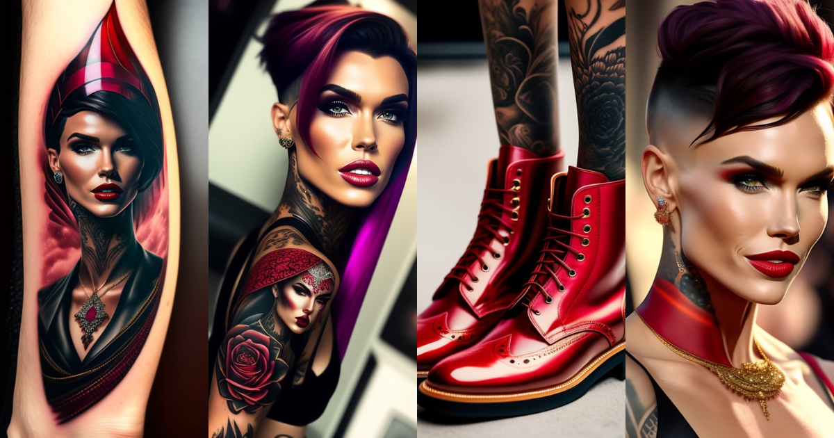 Lexica - Ruby Rose entire body tattooed from face to bottom foot