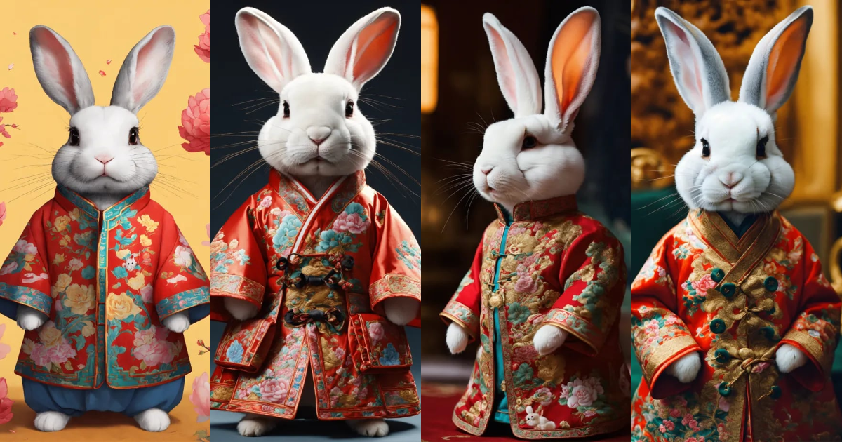 Lexica - A cute rabbit in a stunning, detailed Chinese coat