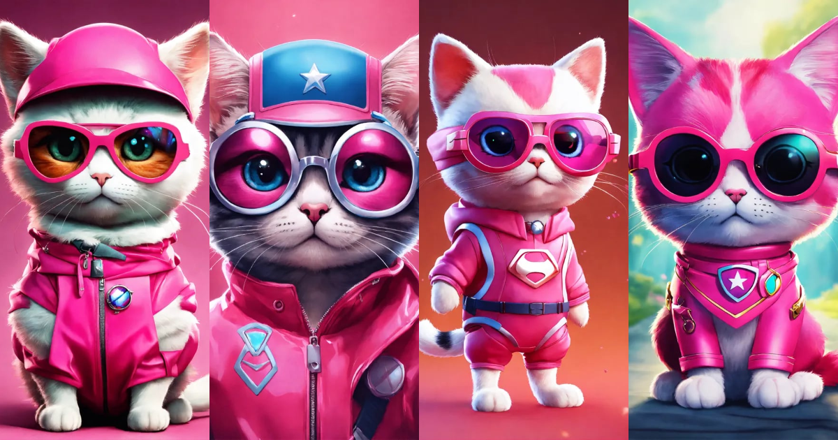 Lexica - Full-bodied portrait, cute and adorable cartoon cat wearing ...