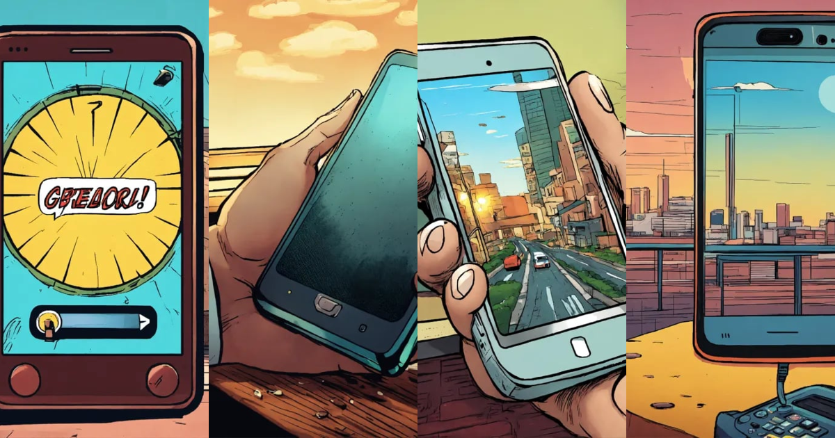 Lexica - Smartphone is ringing. comic style