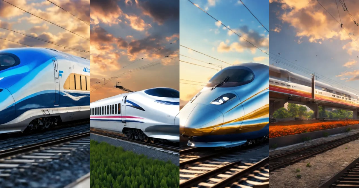 Lexica - Bullet train flying in the sky, 8k, masterpiece.