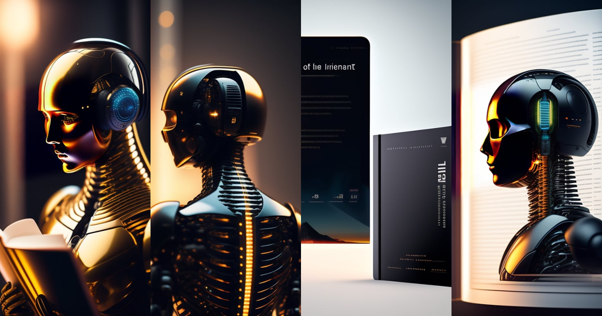 Lexica - Artificial Intelligence writing a book with a dark background
