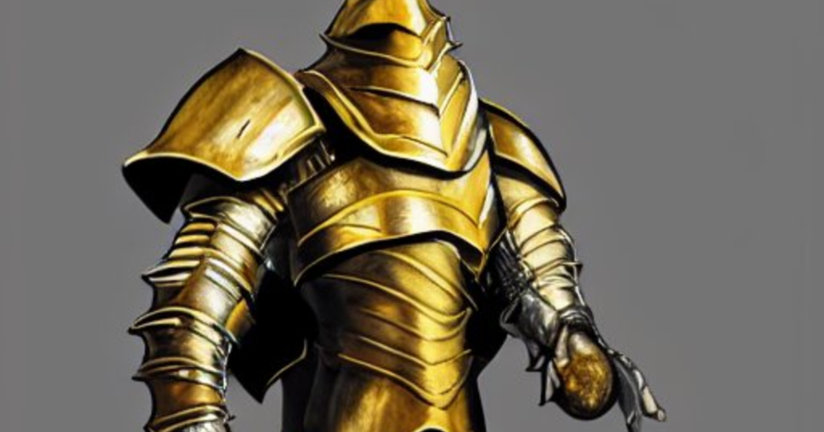 Lexica - A drawing of a knight in full gold armor shrugging, concept ...
