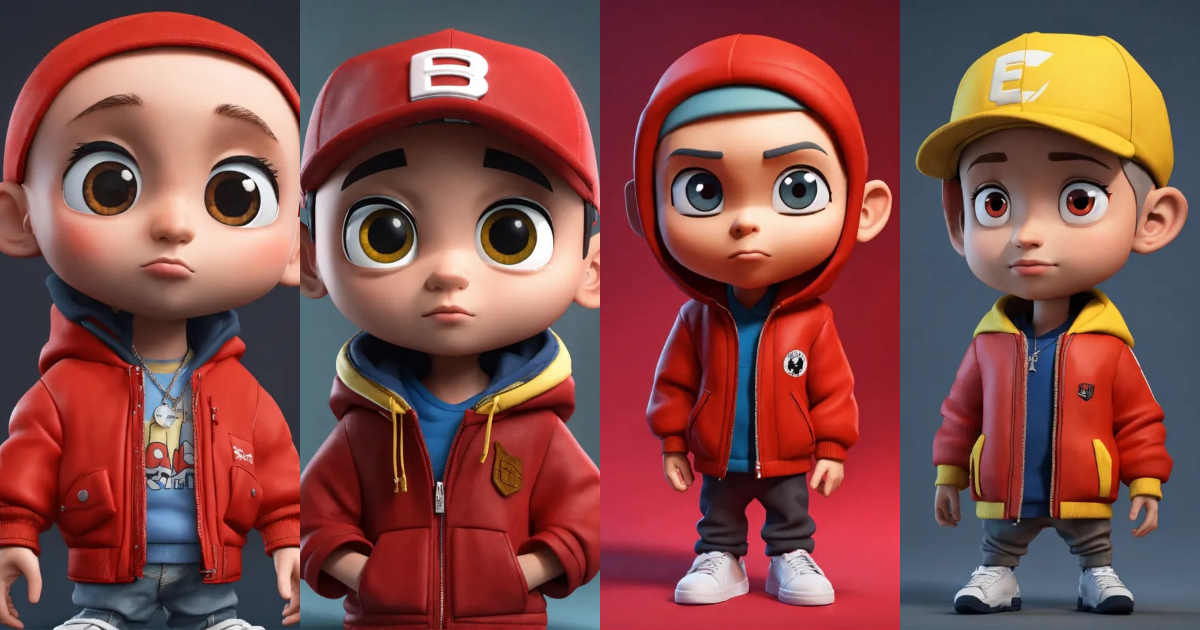 Lexica - Cartoon Eminem rapper in red jacket, disney style, big eyes ...