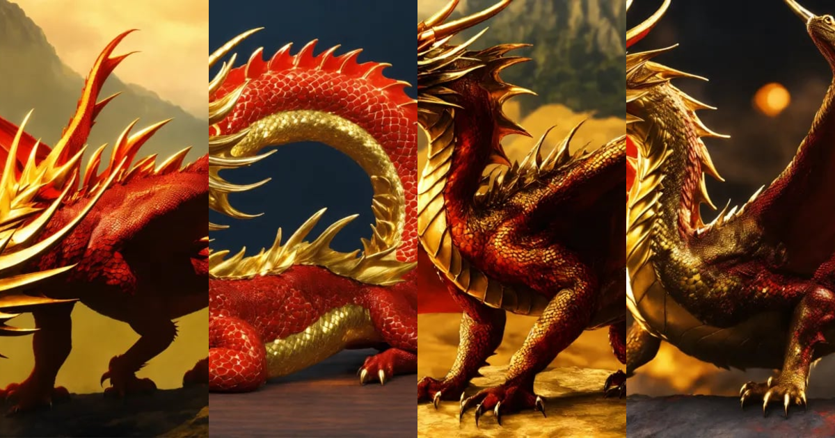 Lexica - A dragon. primary gold with red