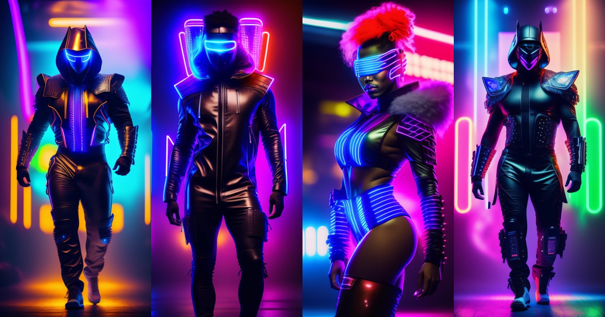 Lexica - Futuristic masked cyberpunk dancer, half cyborg, dancing in a ...