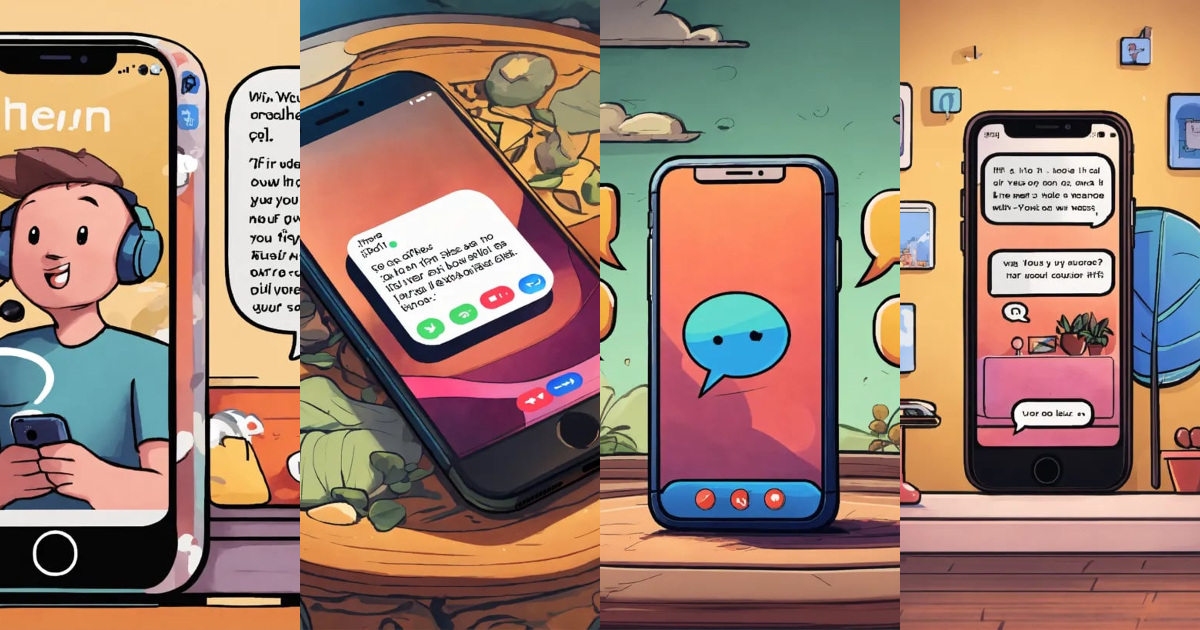 Lexica - Iphone with an open message conversation in a cartoon style